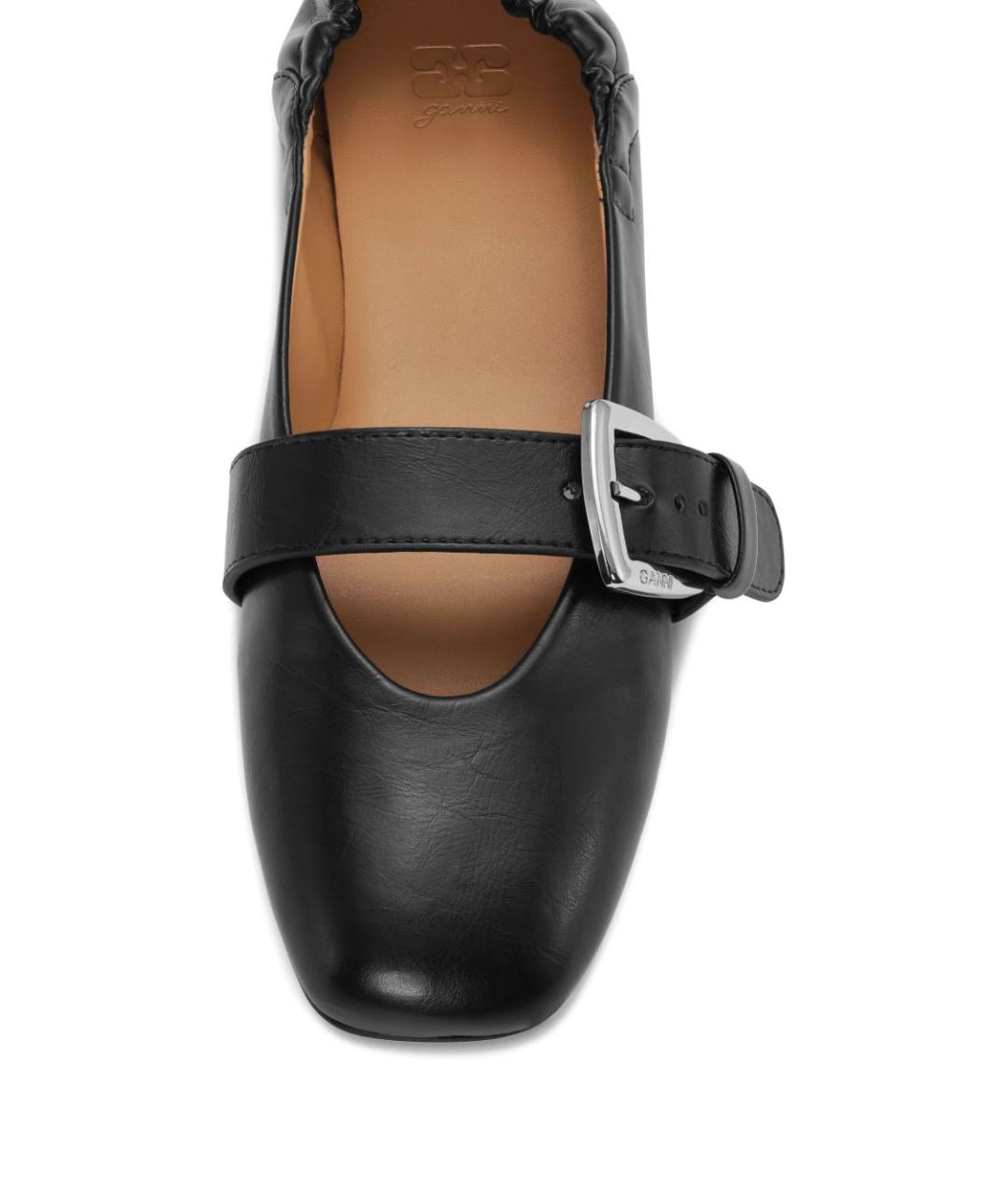 GANNI Черные кожаные балетки, фото 2