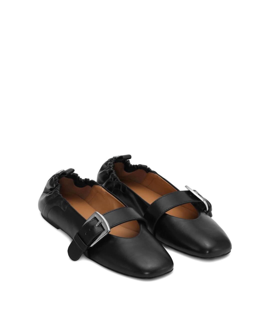 GANNI Черные кожаные балетки, фото 4