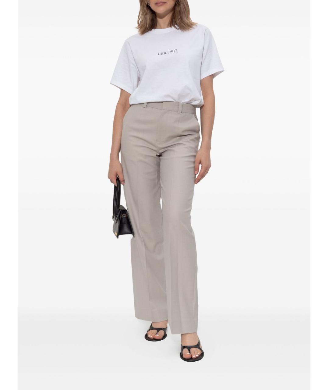 VICTORIA BECKHAM Серые полиэстеровые прямые брюки, фото 4