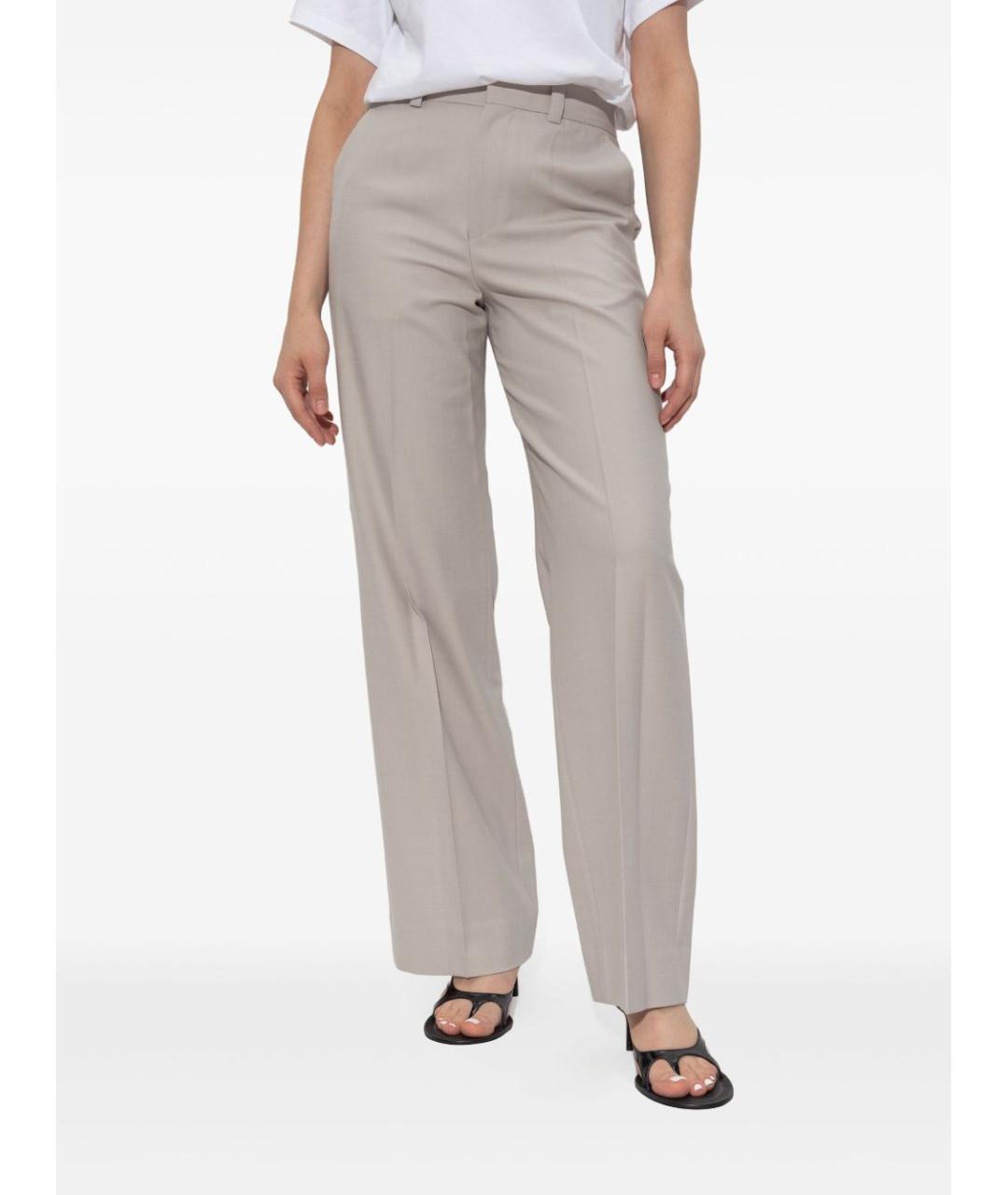 VICTORIA BECKHAM Серые полиэстеровые прямые брюки, фото 3
