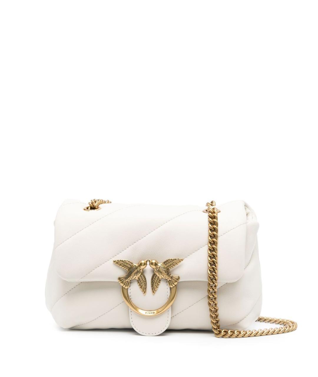 PINKO Белая кожаная сумка через плечо, фото 1