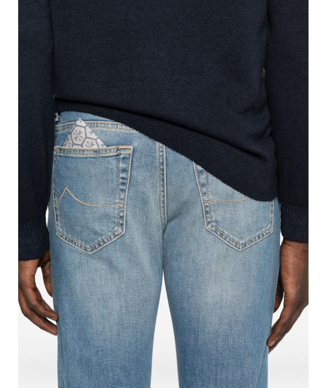 JACOB COHEN Синие хлопковые прямые джинсы, фото 2
