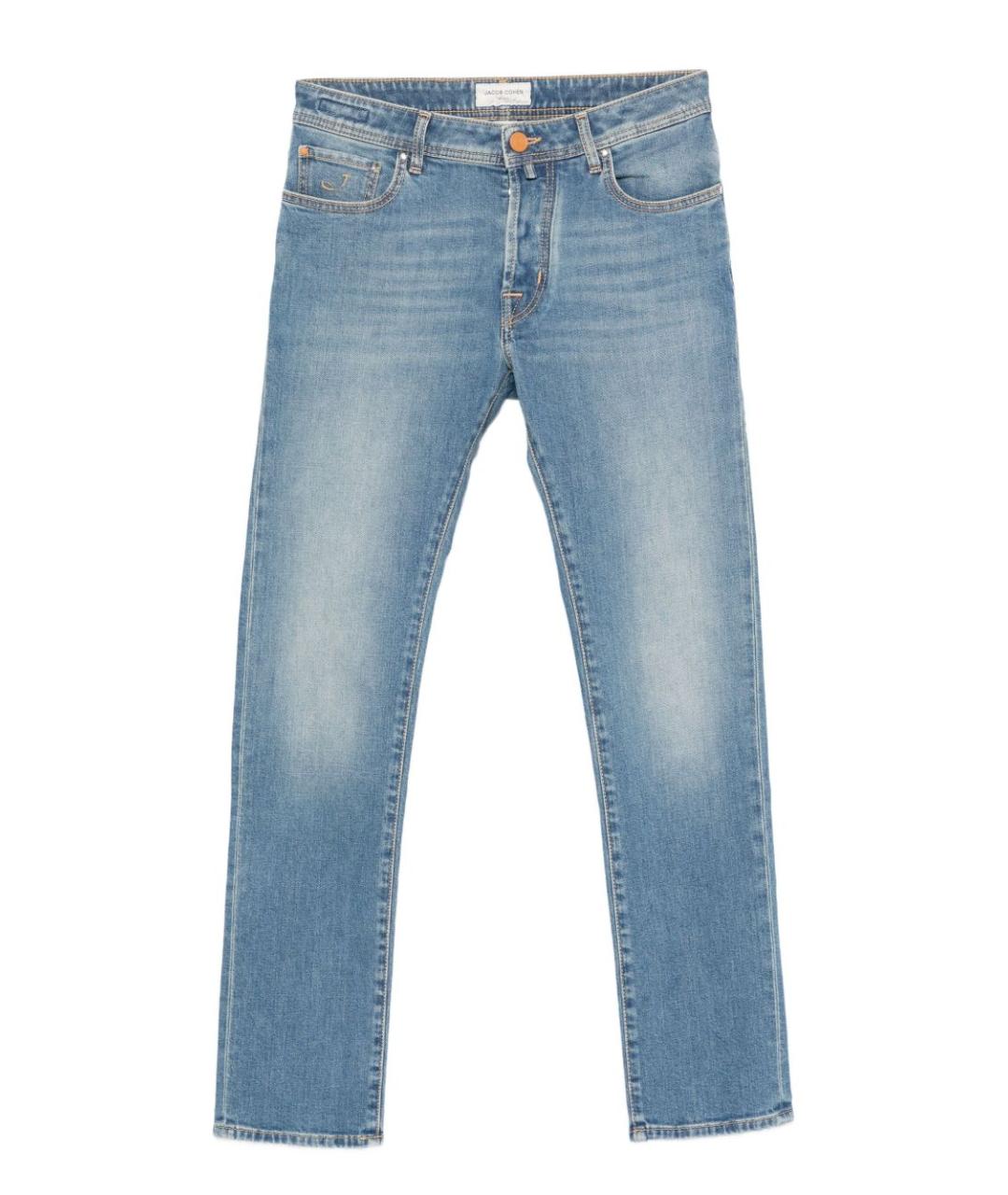 JACOB COHEN Синие хлопковые прямые джинсы, фото 1