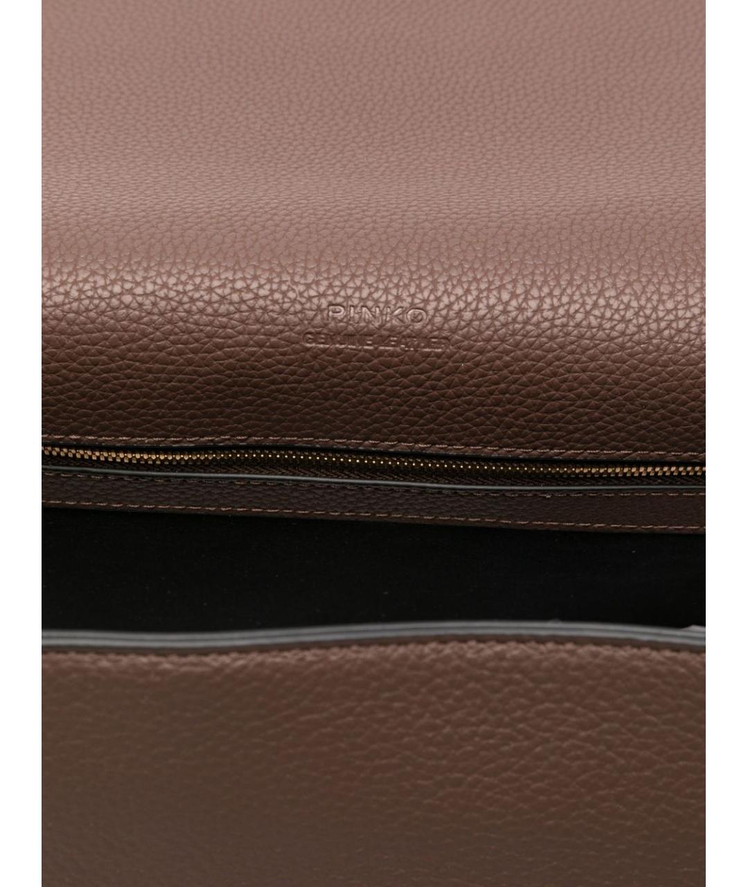 PINKO Коричневая кожаная сумка через плечо, фото 2