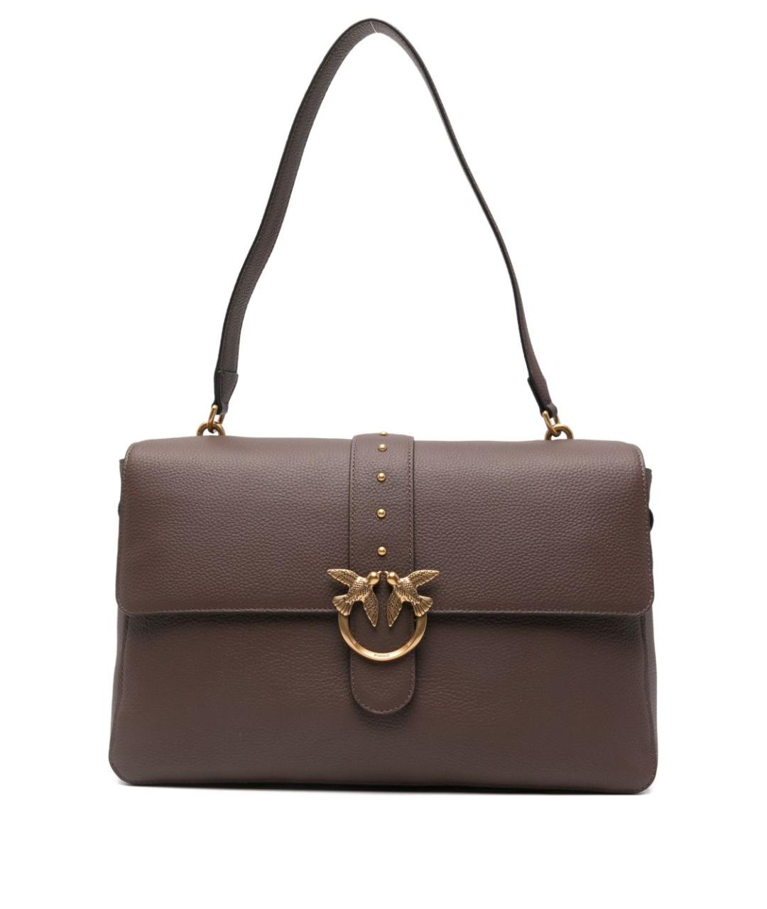 PINKO Коричневая кожаная сумка через плечо, фото 1