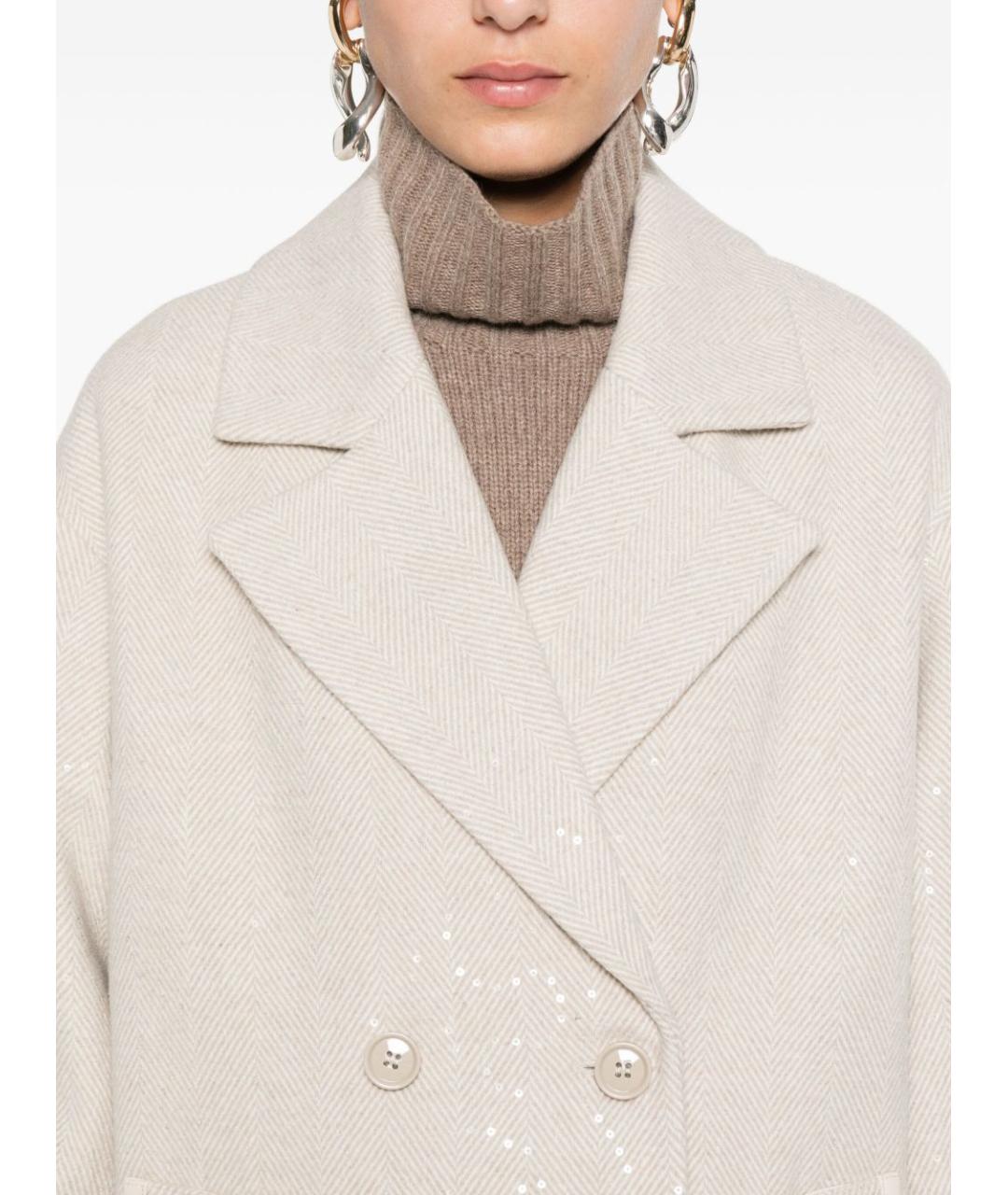 LIU JO Бежевое полиэстеровое пальто, фото 2