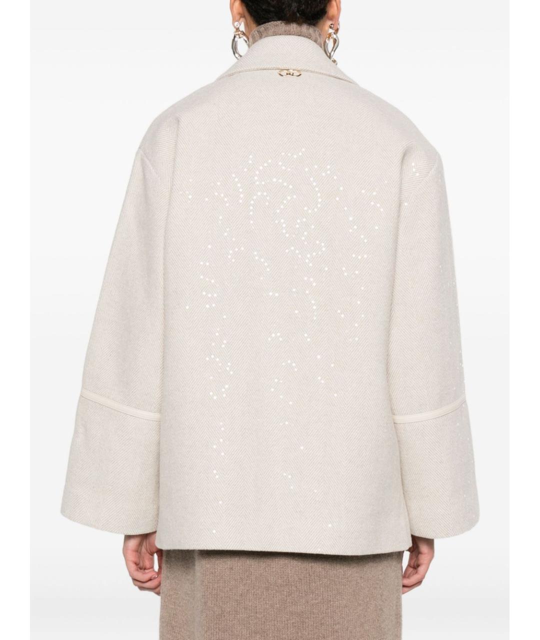 LIU JO Бежевое полиэстеровое пальто, фото 5