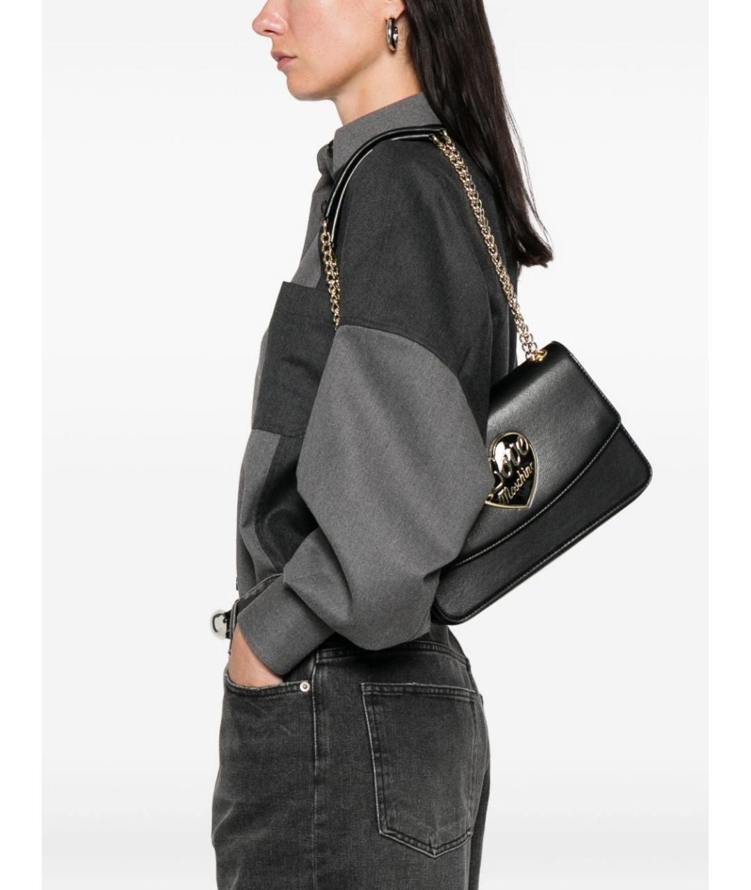 LOVE MOSCHINO Черная сумка тоут из искусственной кожи, фото 4