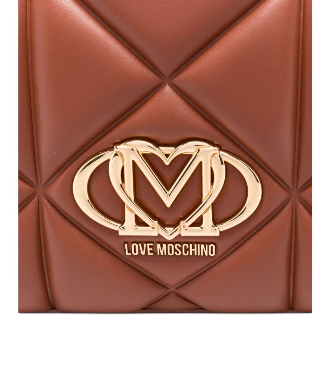 LOVE MOSCHINO Коричневая сумка с короткими ручками из искусственной кожи, фото 2