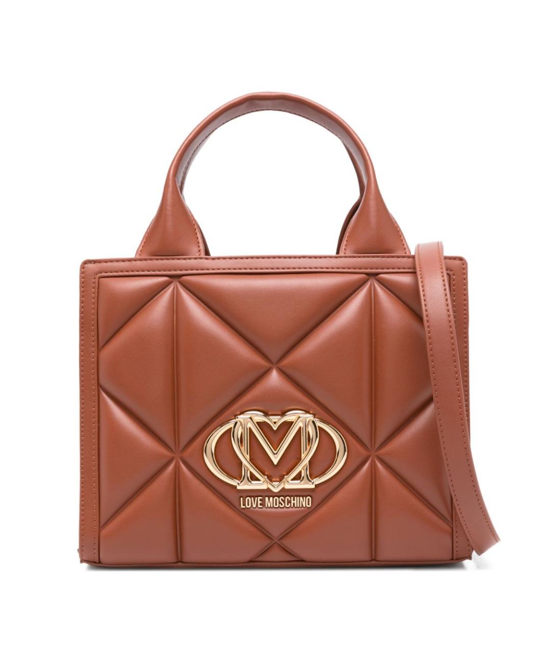 LOVE MOSCHINO Коричневая сумка с короткими ручками из искусственной кожи, фото 1