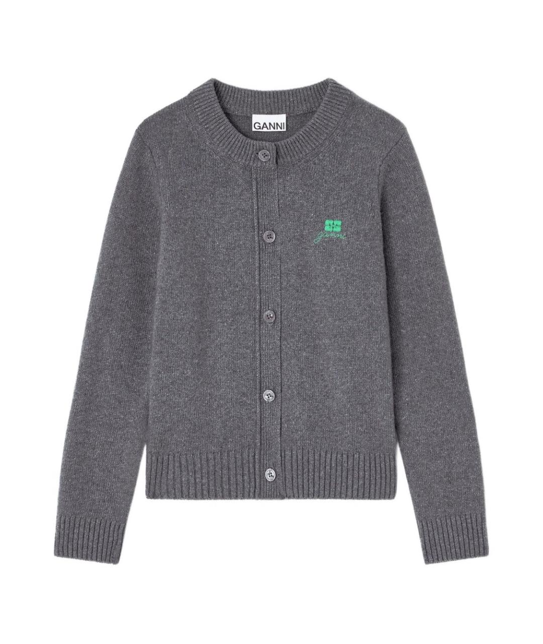 GANNI Серый шерстяной кардиган, фото 1