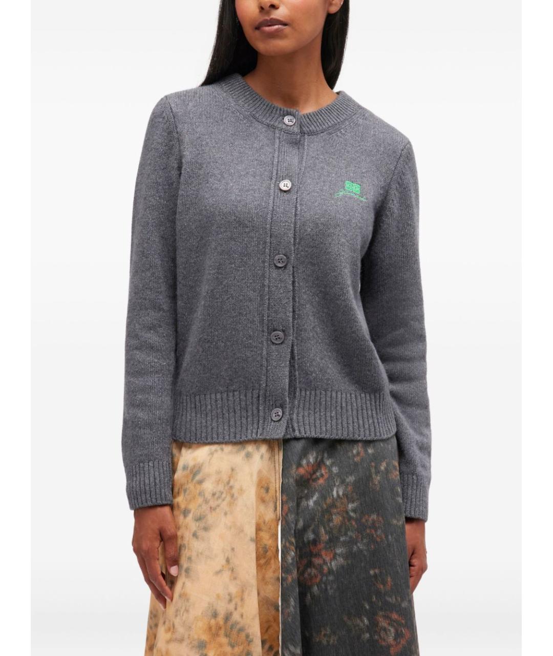 GANNI Серый шерстяной кардиган, фото 3