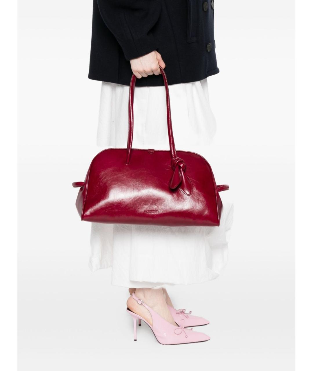 JACQUEMUS Бордовая кожаная сумка тоут, фото 2