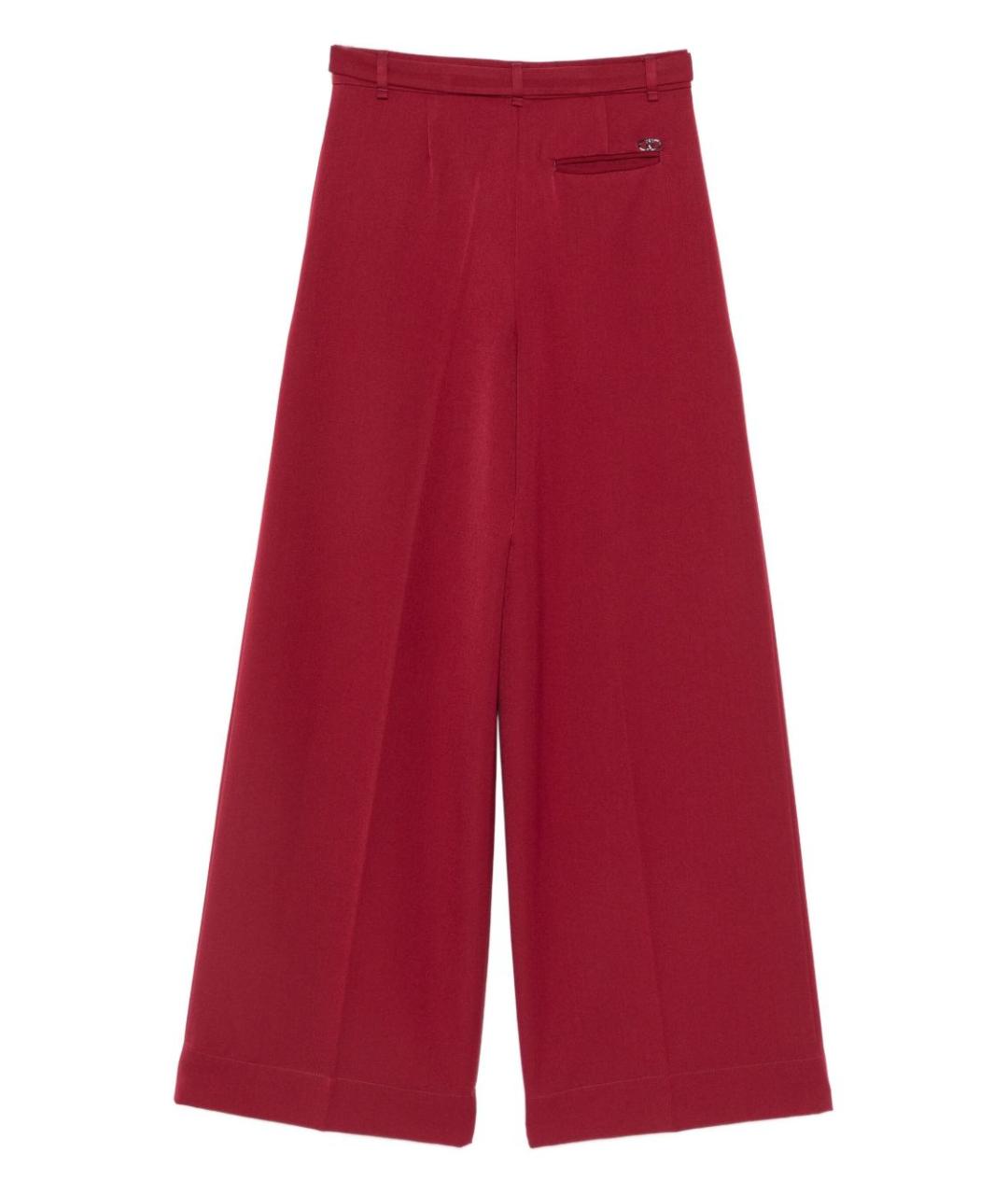 LIU JO Бордовые полиэстеровые прямые брюки, фото 2