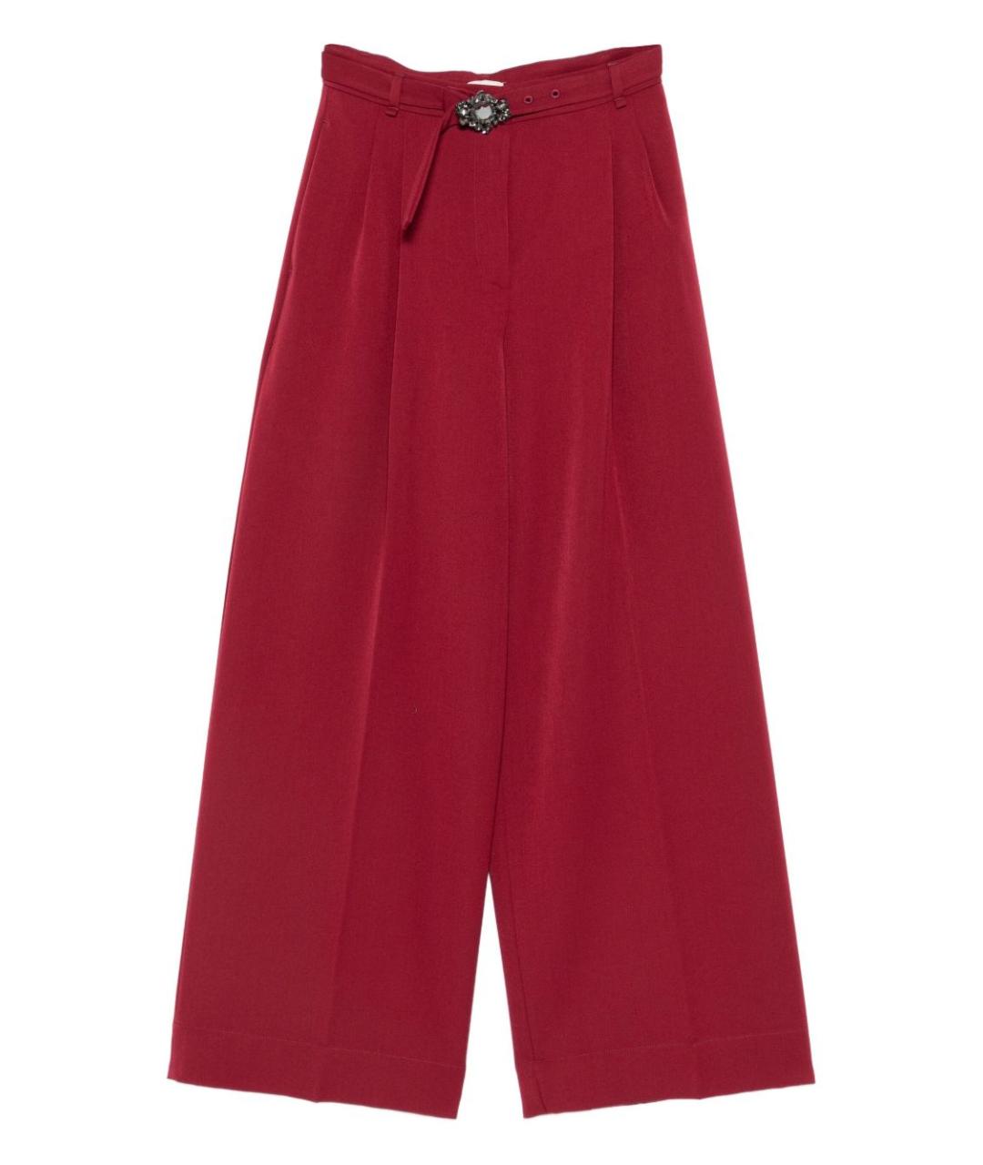 LIU JO Бордовые полиэстеровые прямые брюки, фото 1