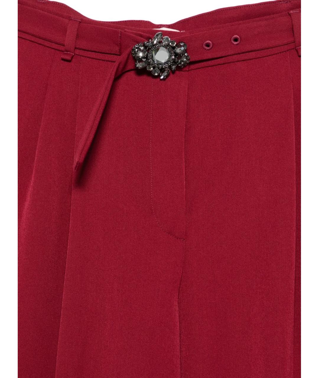 LIU JO Бордовые полиэстеровые прямые брюки, фото 3