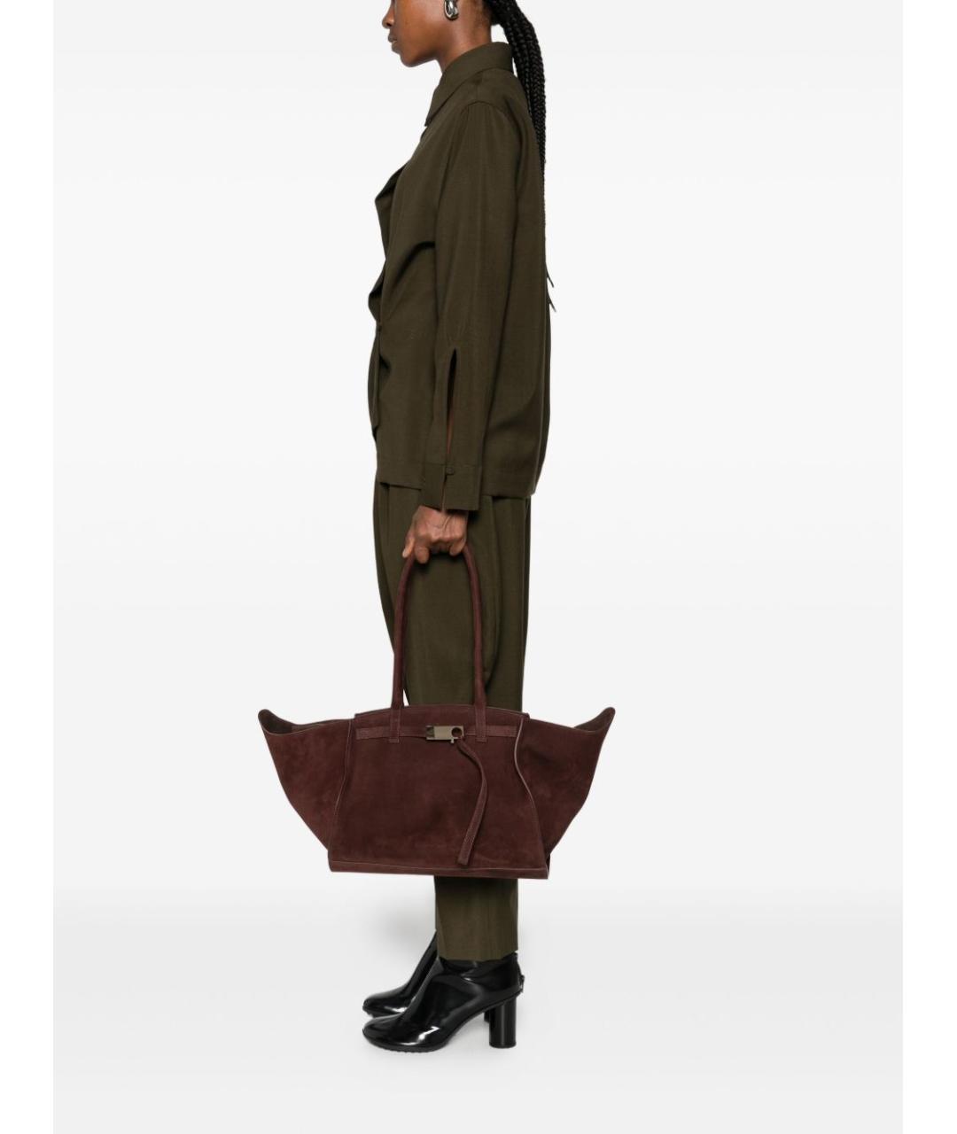 BENEDETTA BRUZZICHES Бордовая замшевая сумка тоут, фото 4