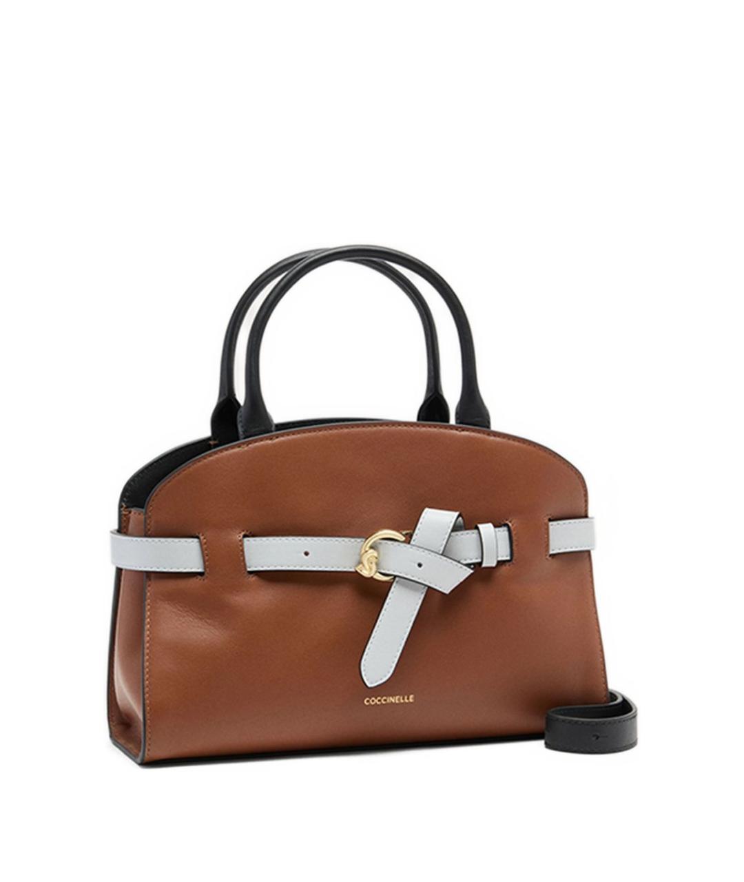 COCCINELLE Коричневая кожаная сумка с короткими ручками, фото 3