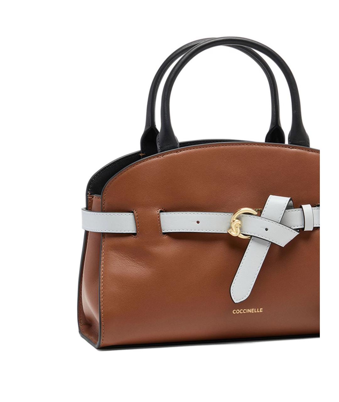 COCCINELLE Коричневая кожаная сумка с короткими ручками, фото 5