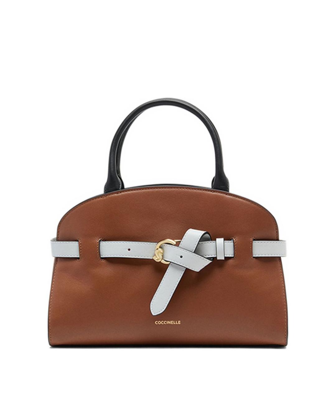 COCCINELLE Коричневая кожаная сумка с короткими ручками, фото 1