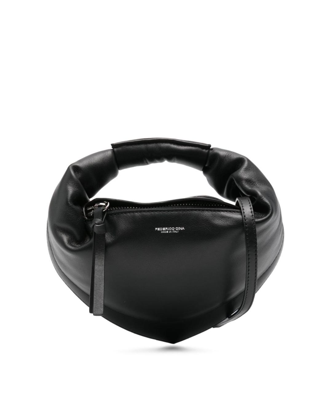 FEDERICO CINA Черная кожаная сумка с короткими ручками, фото 1