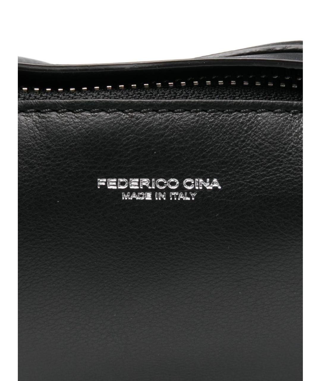 FEDERICO CINA Черная кожаная сумка с короткими ручками, фото 3
