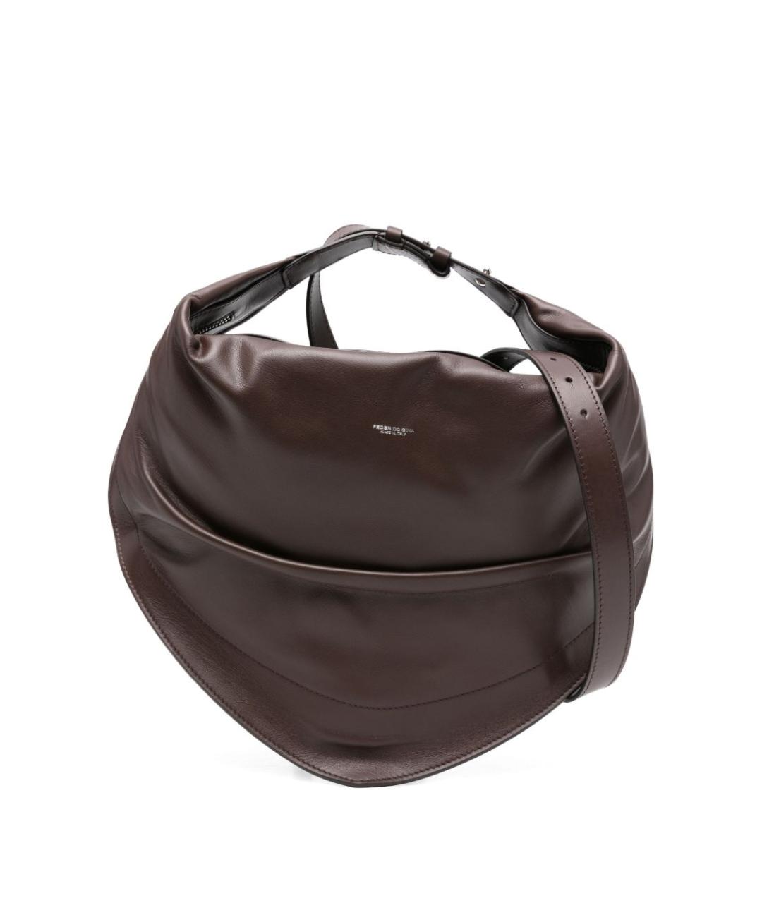 FEDERICO CINA Коричневая кожаная сумка с короткими ручками, фото 1