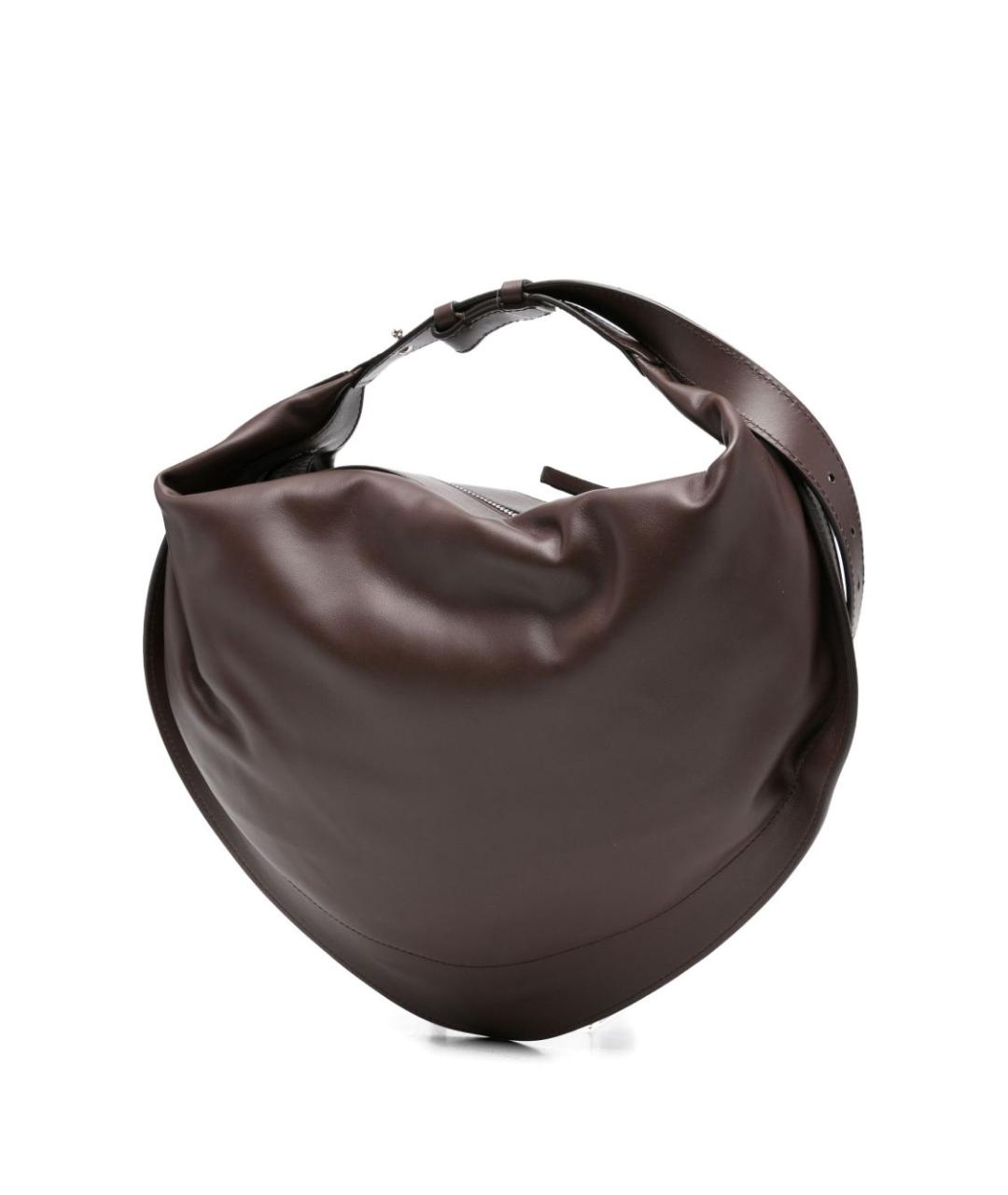 FEDERICO CINA Коричневая кожаная сумка с короткими ручками, фото 5