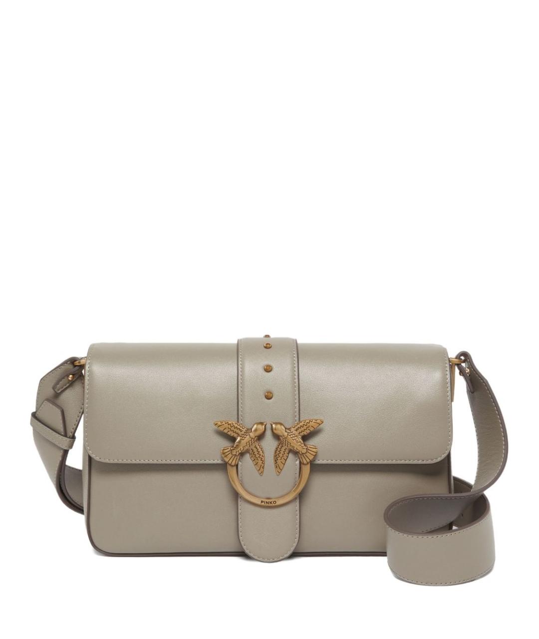PINKO Серая кожаная сумка через плечо, фото 1