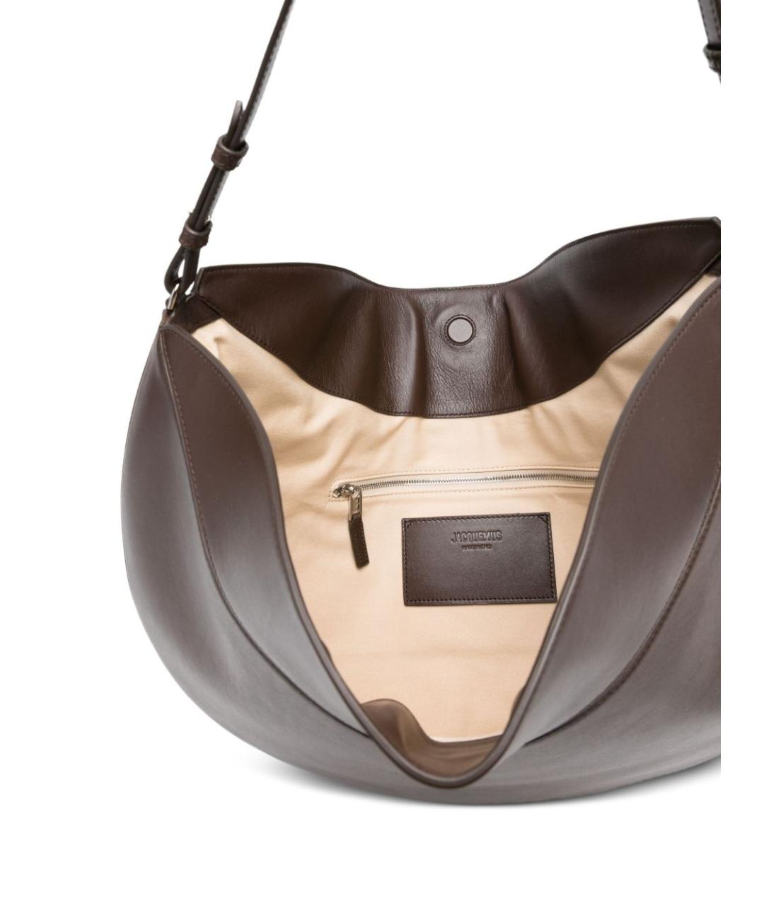 JACQUEMUS Коричневая кожаная сумка через плечо, фото 5