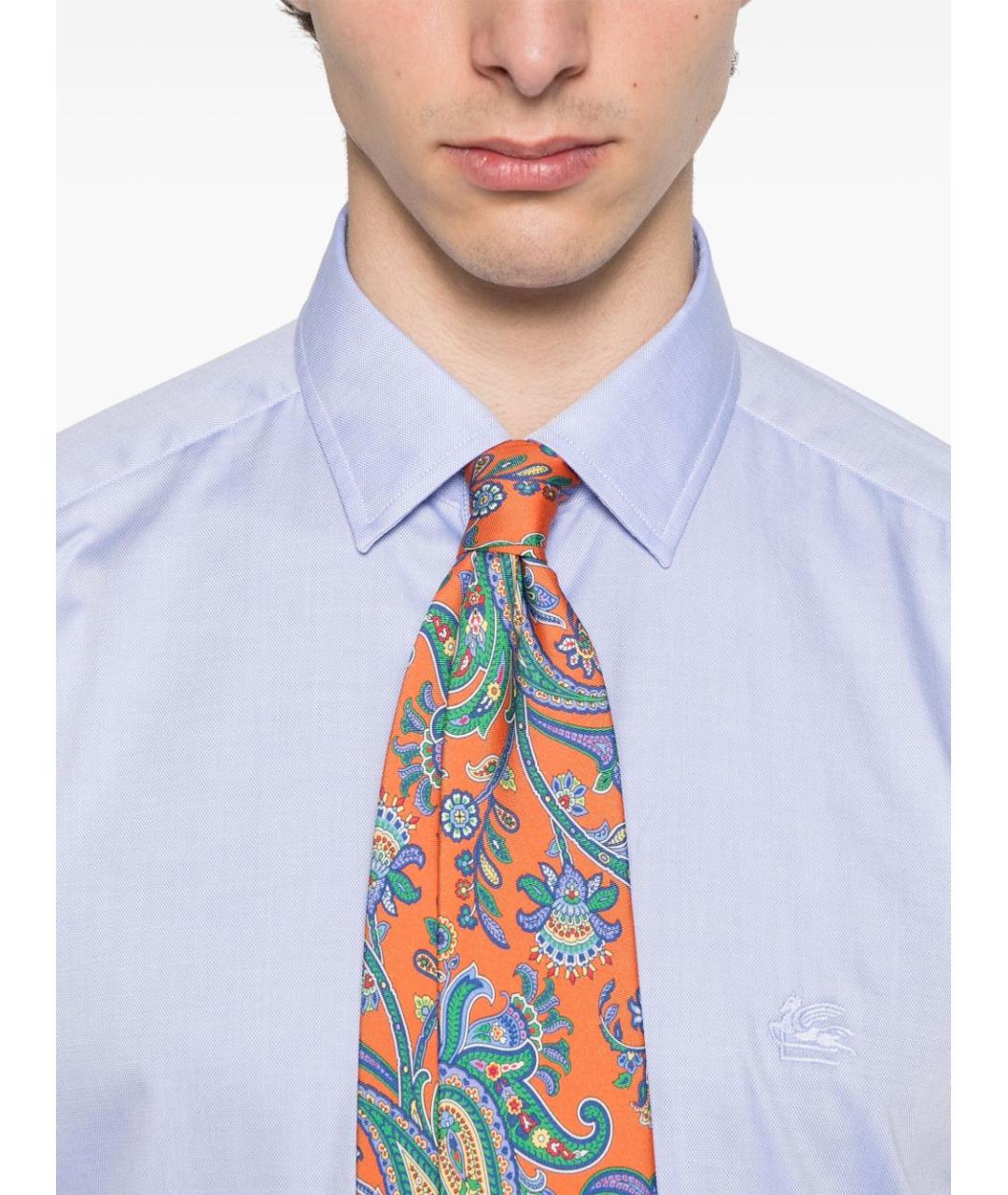 ETRO Голубая хлопковая классическая рубашка, фото 2