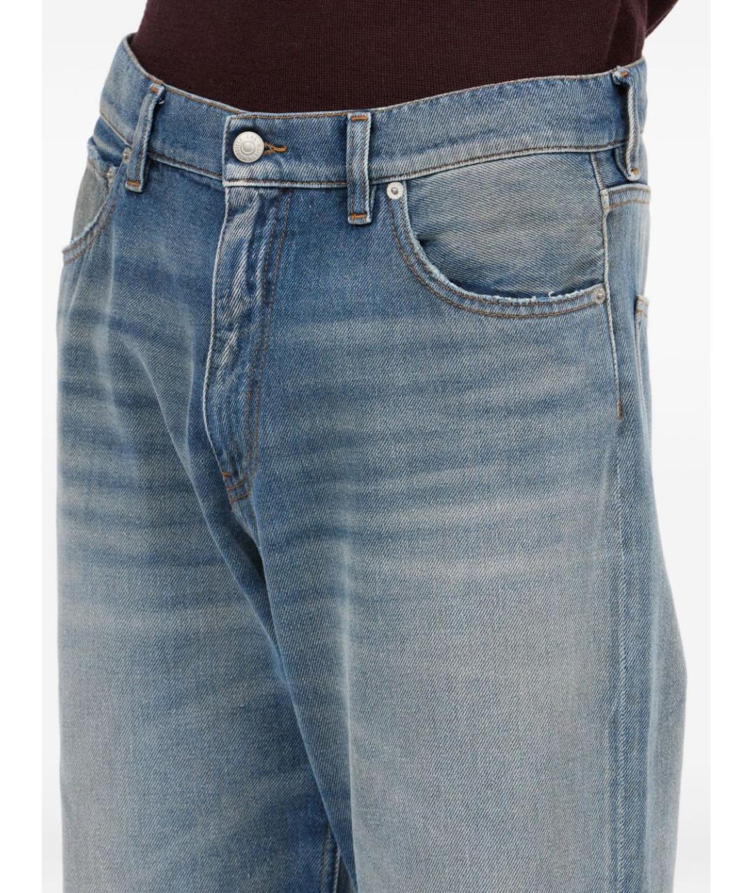 MM6 MAISON MARGIELA Синие хлопковые прямые джинсы, фото 5