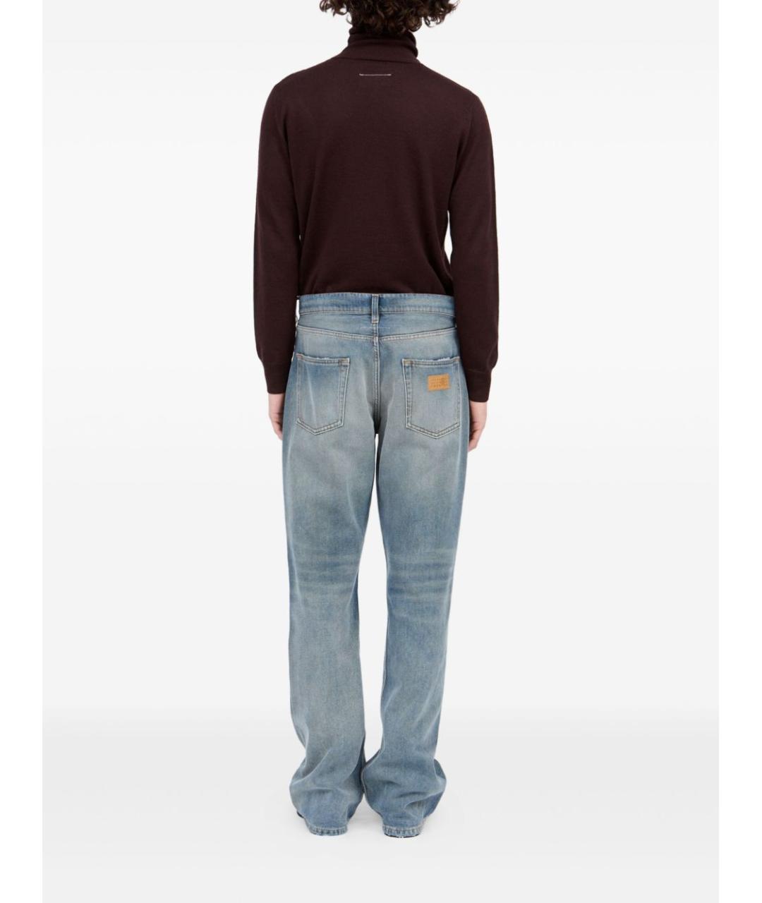 MM6 MAISON MARGIELA Синие хлопковые прямые джинсы, фото 3