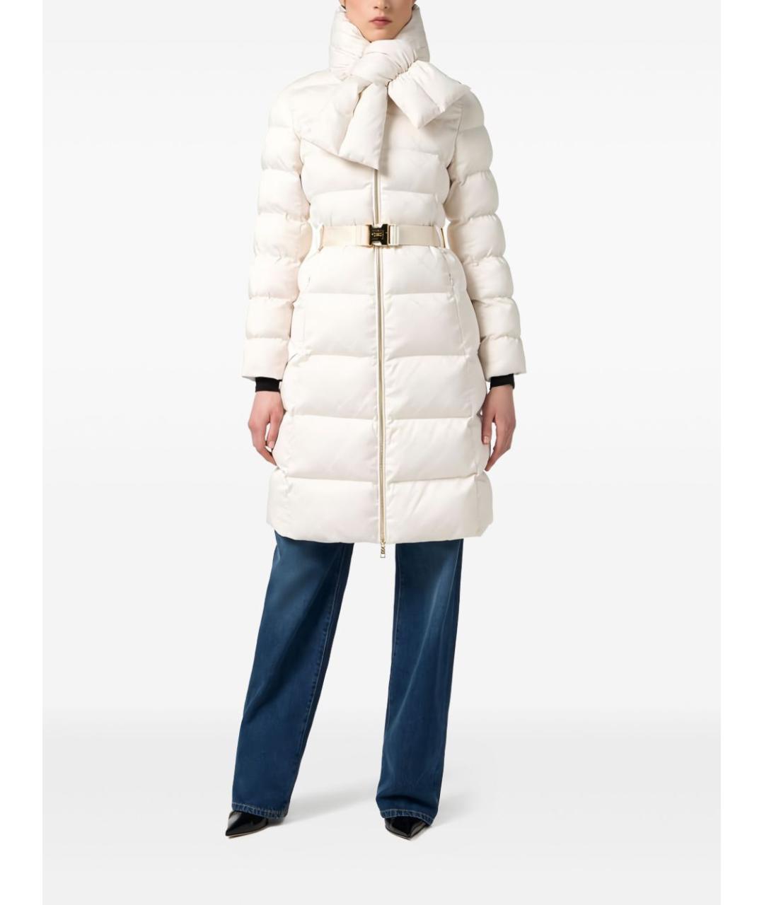 ELISABETTA FRANCHI Белый полиэстеровый пуховик, фото 2