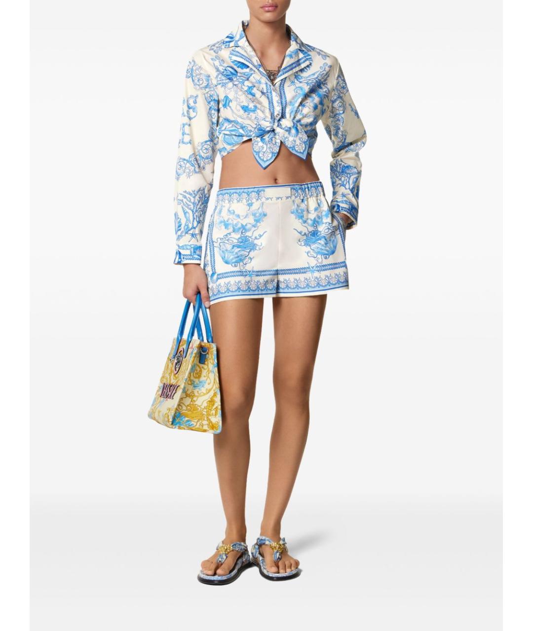 VERSACE Голубые хлопковые шорты, фото 3