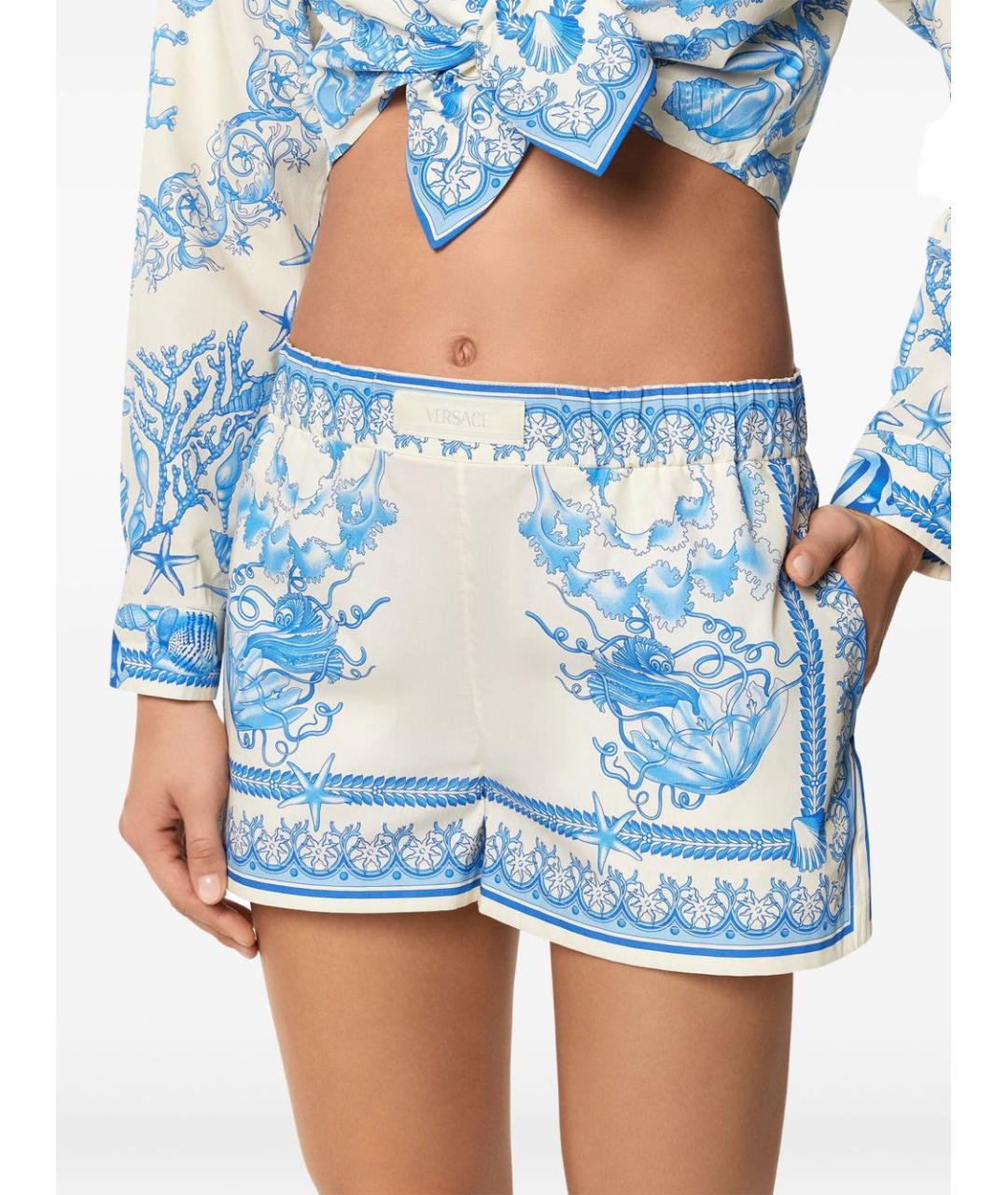 VERSACE Голубые хлопковые шорты, фото 5