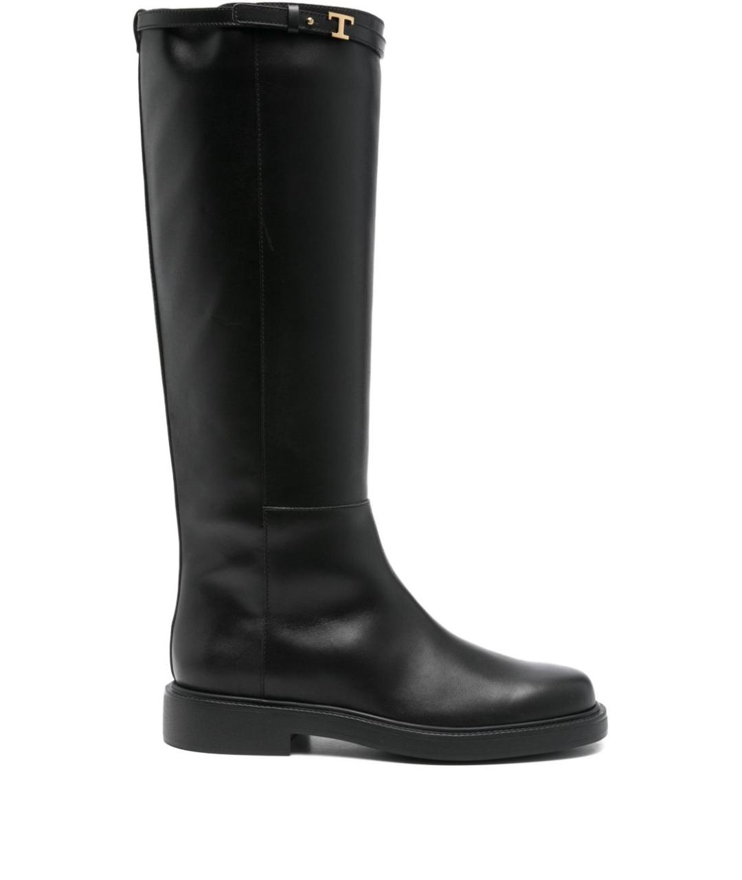 TOD'S Черные кожаные сапоги, фото 1