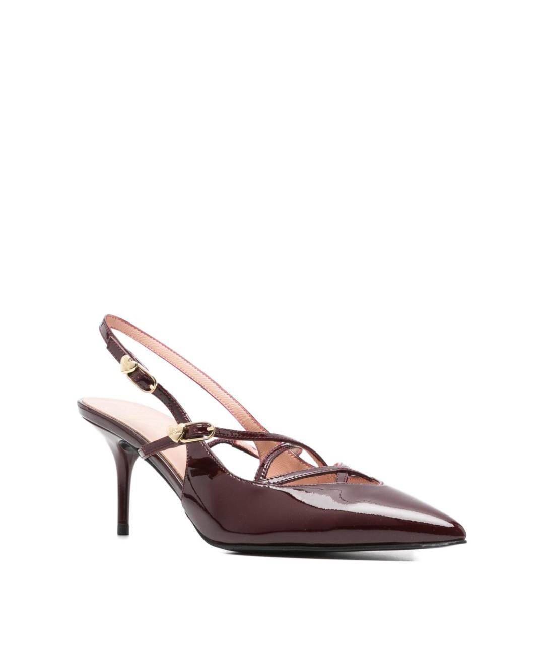 LOVE MOSCHINO Бордовые туфли из лакированной кожи, фото 4