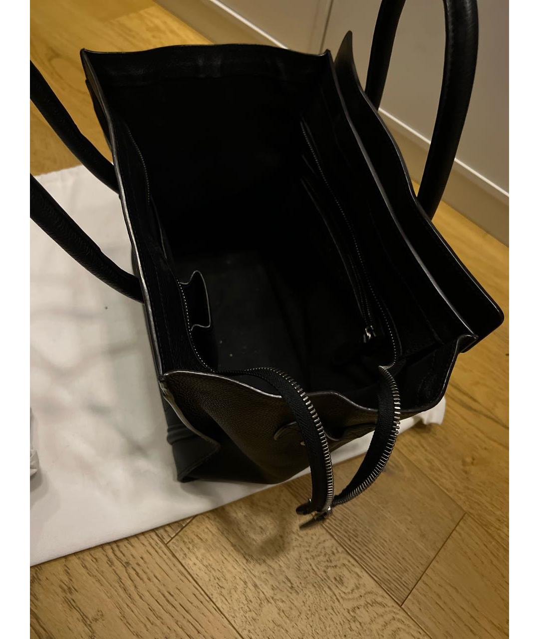 CELINE Черная кожаная сумка с короткими ручками, фото 4