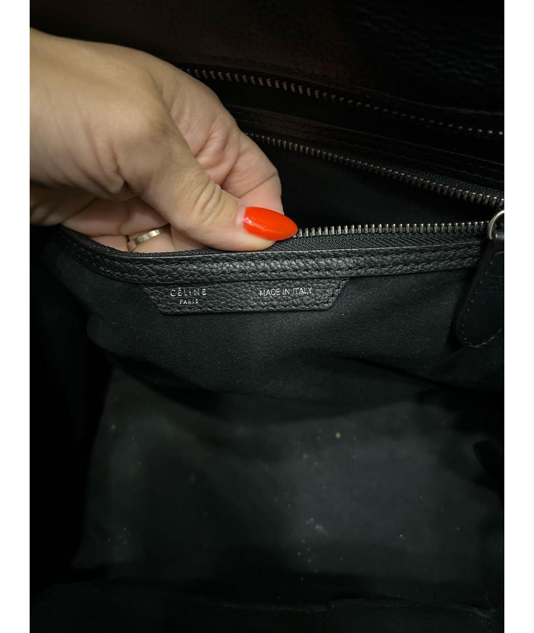 CELINE Черная кожаная сумка с короткими ручками, фото 7