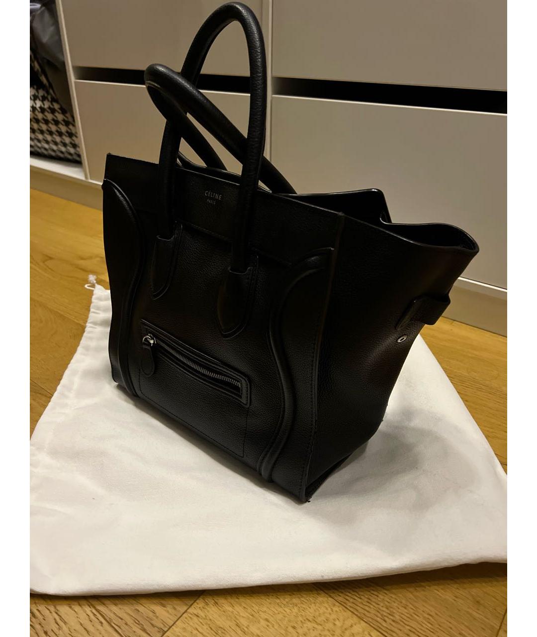 CELINE Черная кожаная сумка с короткими ручками, фото 2