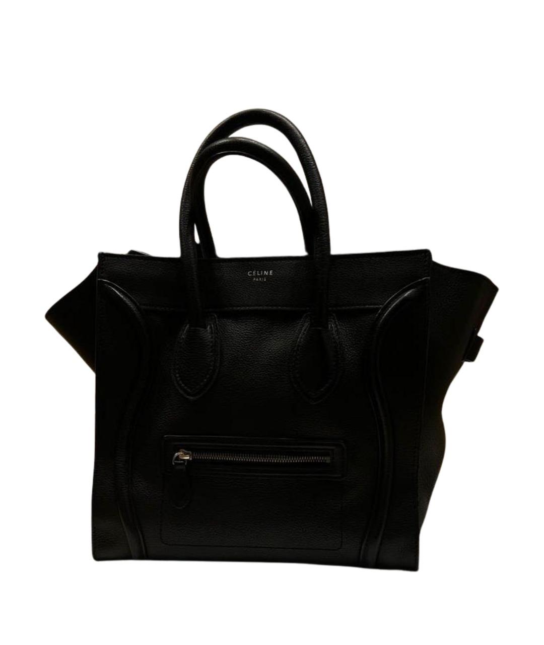 CELINE Черная кожаная сумка с короткими ручками, фото 1