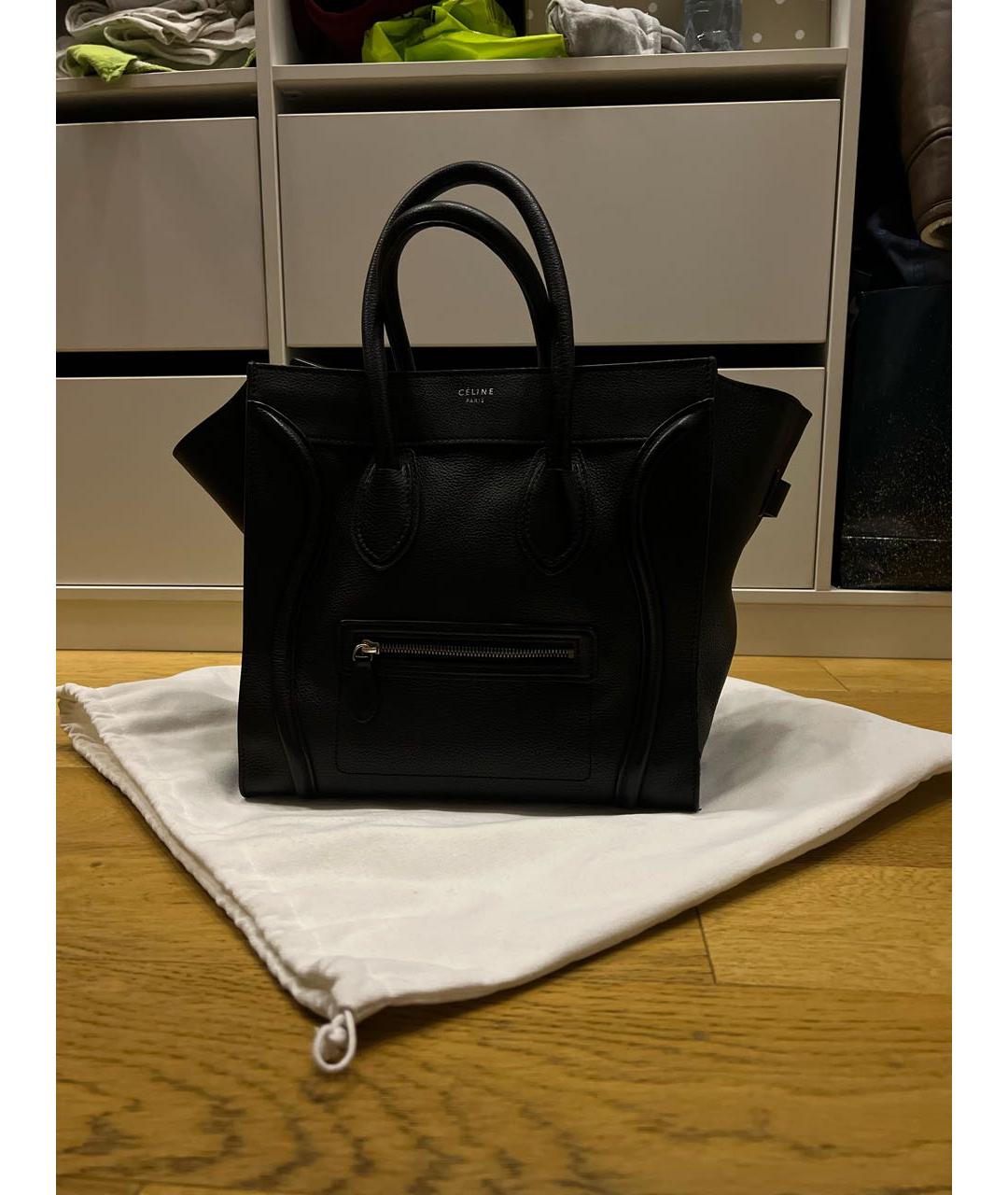 CELINE Черная кожаная сумка с короткими ручками, фото 9