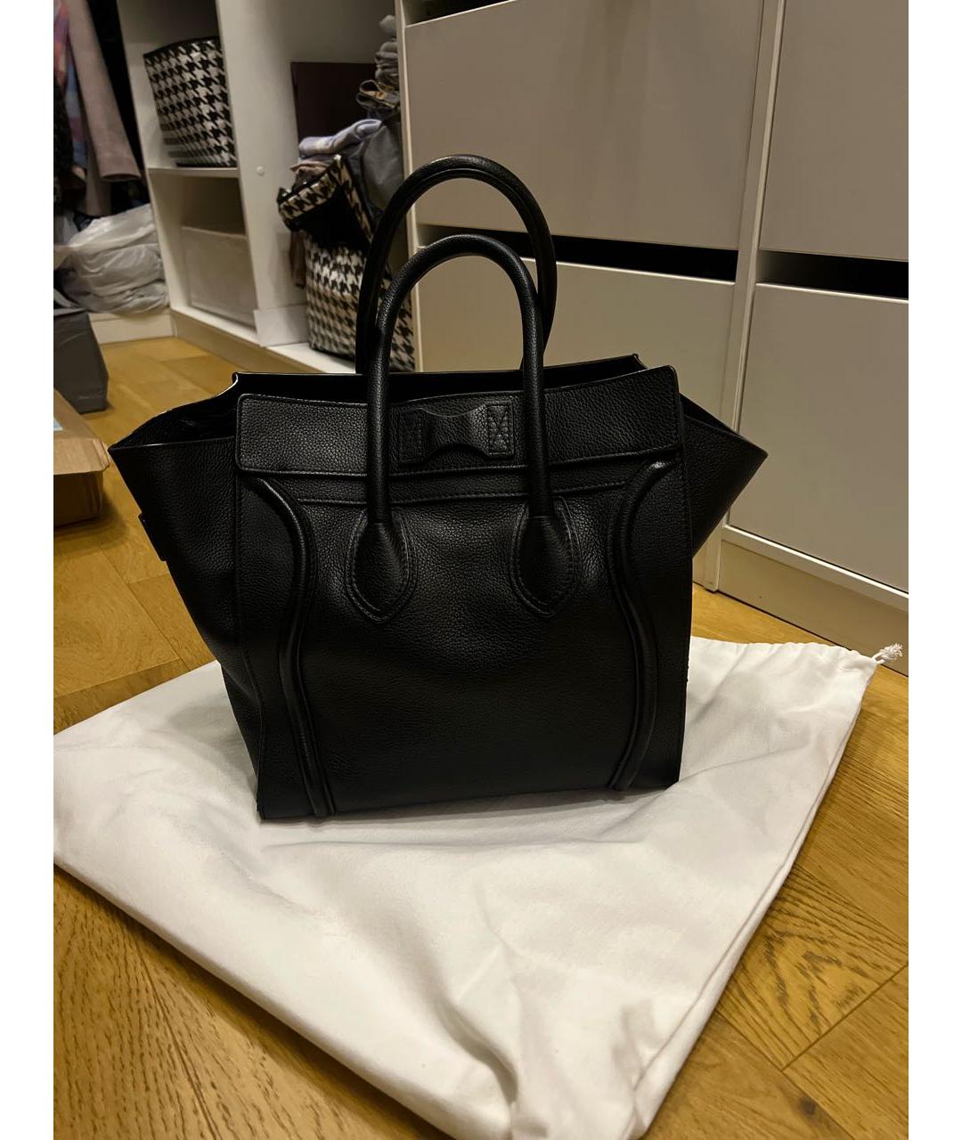 CELINE Черная кожаная сумка с короткими ручками, фото 3