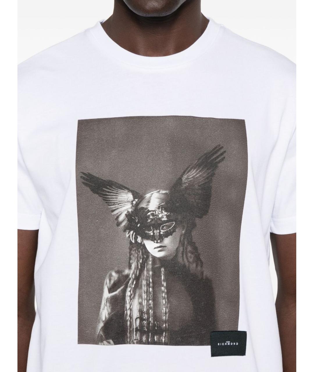 JOHN RICHMOND Белая хлопковая футболка, фото 4