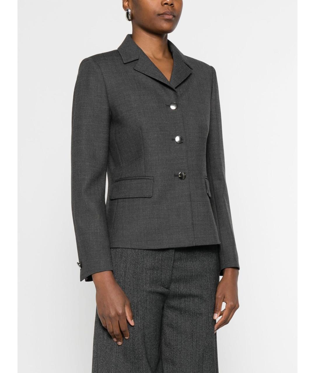 TAGLIATORE Серый шерстяной жакет/пиджак, фото 2