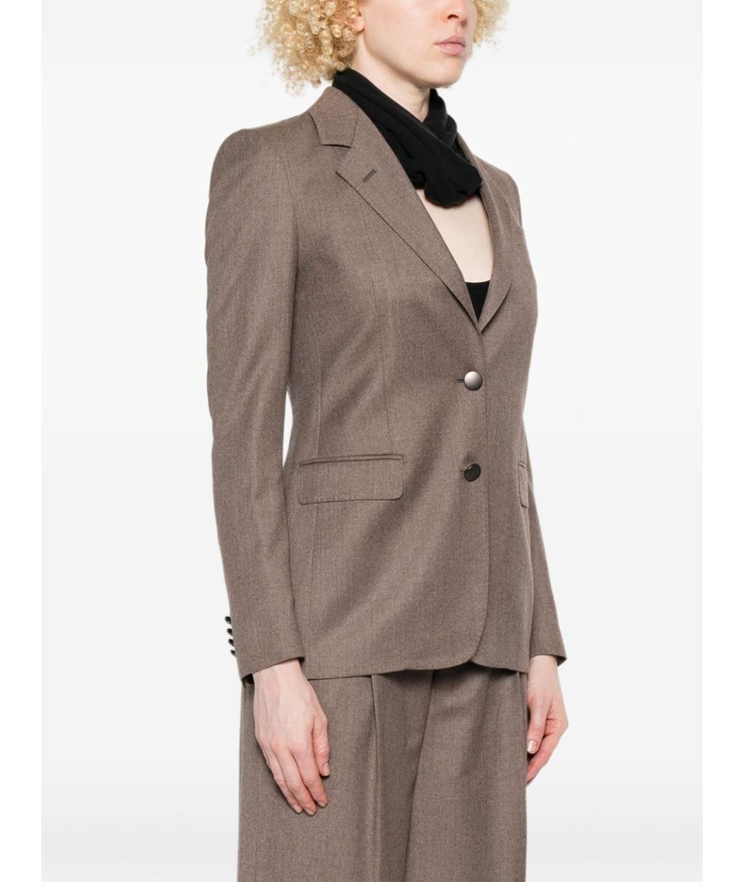 TAGLIATORE Коричневый шерстяной жакет/пиджак, фото 4