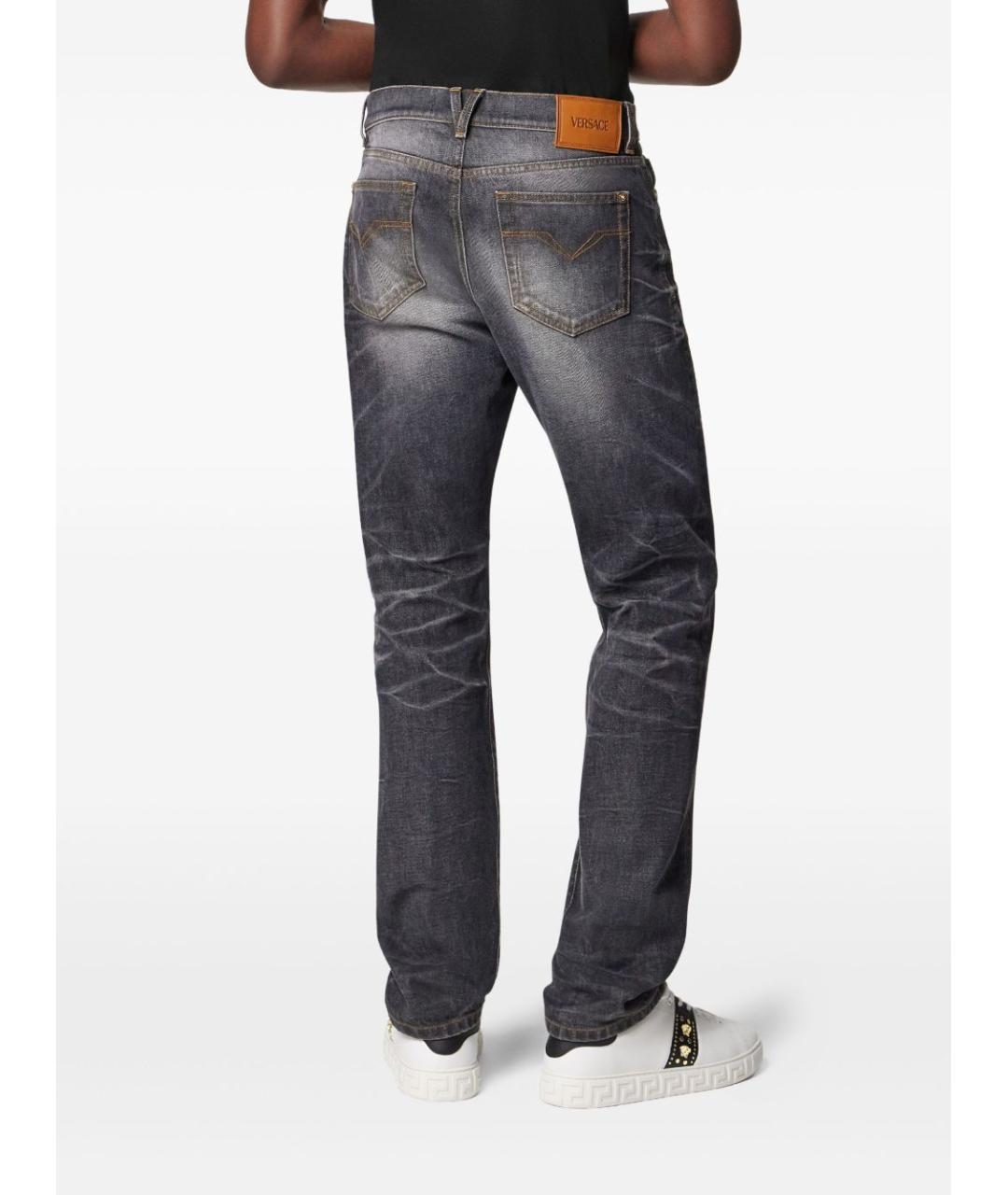 VERSACE Черные хлопковые прямые джинсы, фото 3