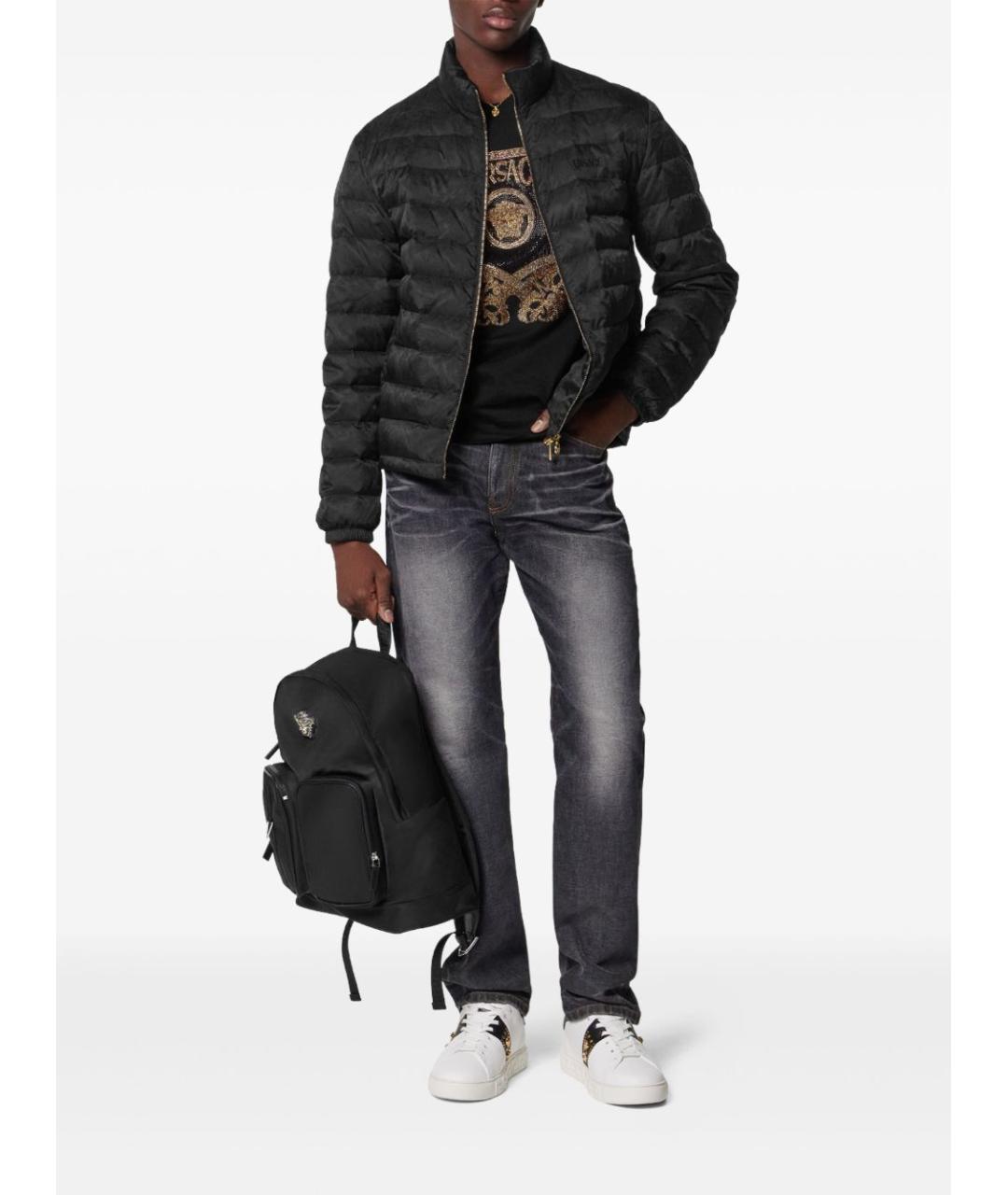 VERSACE Черные хлопковые прямые джинсы, фото 4