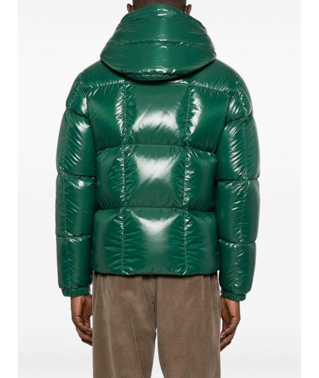 MONCLER Зеленый полиамидовый пуховик, фото 5